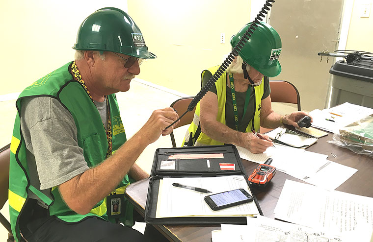 Command Center communicates with EOC and CERT members in the field