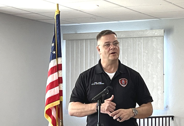 Fire Chief Kyle Bradshaw speaking on 12/18/24.