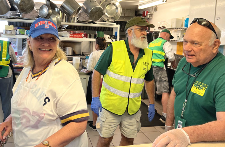 CERT members work in the kitchen for the community breakfast on March 11, 2024.